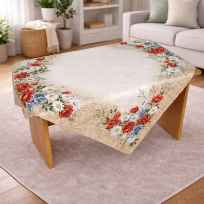 Gobelínový obrus - 036C, 100x100 cm  vlčie maky