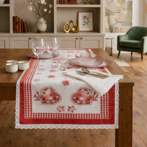 Tkaný obrus s krajkou 801R-C, 45x140 cm