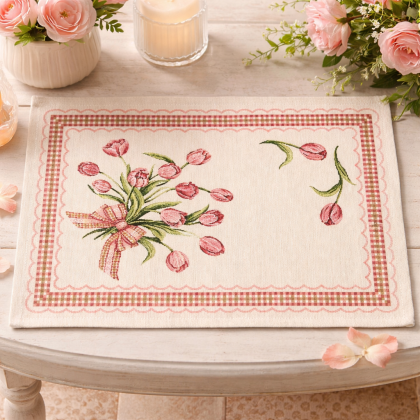 Prestieranie pod taniere s kvetinovým motívom, gobelínové 019C tulipány