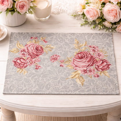 Prestieranie pod taniere s kvetinovým motívom, gobelínové 052C