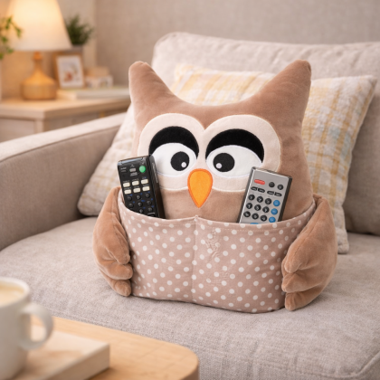 Plyšák - Plyšová hračka / vankúš Sova s vreckami