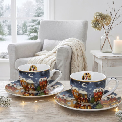 Porcelánový set pre dvoch šálky - Christmas City 90 ml Porcelánový set pre dvoch šálky - Christmas City 90 ml