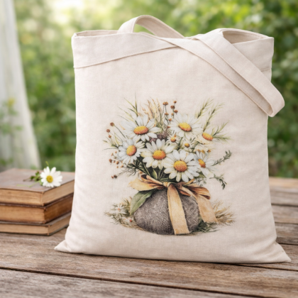 Nákupná taška bavlnená - 13 margarétky