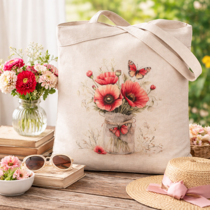 Nákupná taška bavlnená - 17 vlčie maky