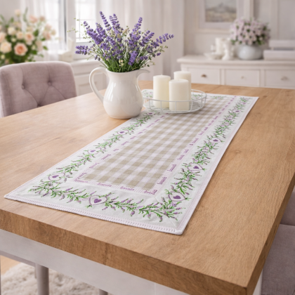Bavlnený obrus – behúň 45 × 90 cm, levandula 7922