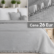 Prehoz na posteľ FALBANKA 200x220 cm sivý s volánovým lemom