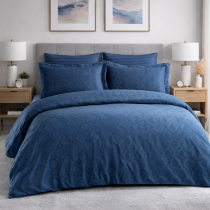 Posteľné obliečky bambusový damašok Finezza - tmavomodrá