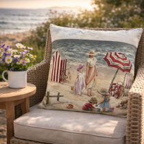 Obliečka na vankúš 1339 B s letným motívom - Dáma na pláži