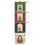 Sada štyroch porcelánových hrnčekov Festive Avenue (4 x 275 ml)