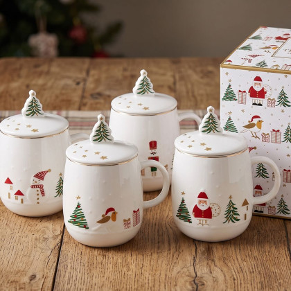 Porcelánové hrnčeky so sitkom Let It Snow 4ks 450 ml Porcelánové hrnčeky so sitkom Let It Snow 4ks 450 ml