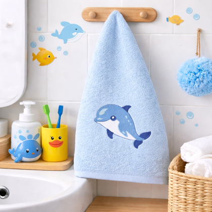 Detský uterák LILI 72 modrý delfín