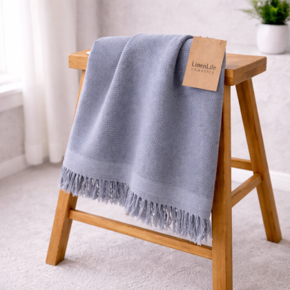 LINEN - ľanový uterák 50x90cm modrosivá