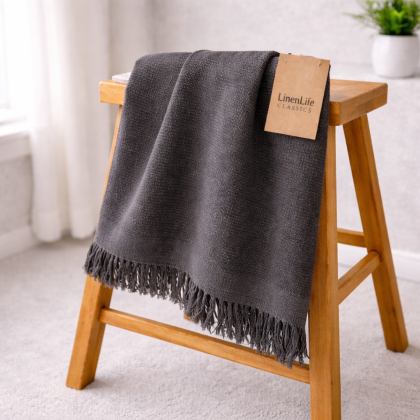 LINEN - ľanová osuška 70x140cm tmavosivá
