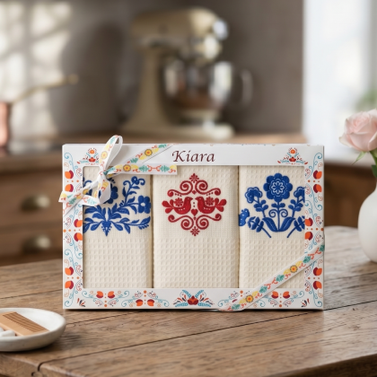 Darčeková sada vaflových utierok s ľudovou výšivkou folk 113