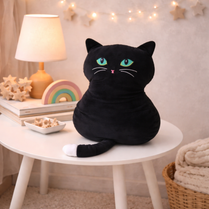 Plyšák - Plyšová hračka / vankúš MAČKA 52cm čierná 