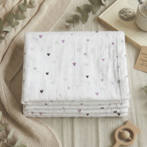 Mušelínová zavinovacia plienka 120x120 cm Srdiečka 69