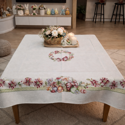 Veľkonočný jarný obrus 120x140 cm chenille 1293 Veľkonočný jarný obrus 120x140 cm chenille 1293
