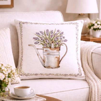 Gobelínová obliečka na vankúš CHENILLE 1222 B  levanduľa v krčahu