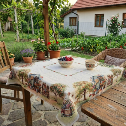 Gobelínový žinilkový obrus - 1425 záhradný domček