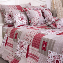 Flanelové posteľné obliečky Patchwork červený so srdiečkom Flanelové posteľné obliečky Patchwork červený so srdiečkom
