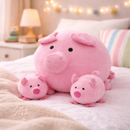 Plyšák - Plyšová hračka / vankúš PRASIATKA 35cm + rodinka