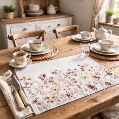 Prestieranie pod taniere s kvetinovým motívom, gobelínové 066C lúčne kvietky