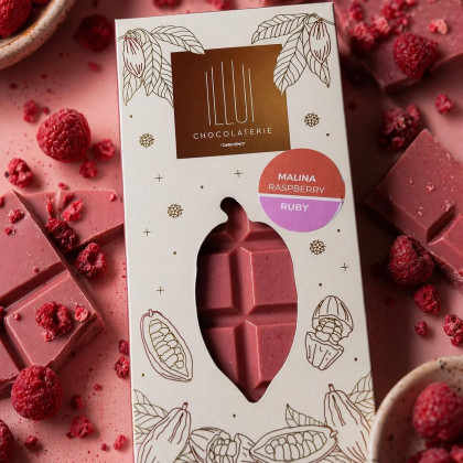 Tabuľková čokoláda Ruby s lyofizovaným ovocím 70gr Tabuľková čokoláda Ruby s lyofizovaným ovocím 70gr