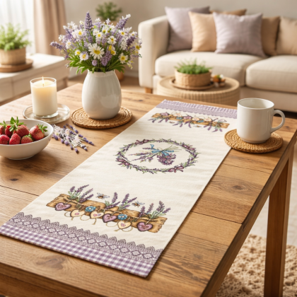 Gobelínový behúň - šerpa na stôl Aurel s levanduľou