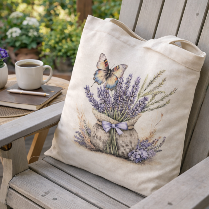 Nákupná taška bavlnená - 15 levanduľa