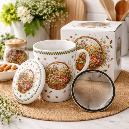 Bylinkový hrnček Kôš poľných kvietkov 0,35 l porcelán Bylinkový hrnček Kôš poľných kvietkov 0,35 l porcelán