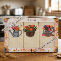 Darčeková sada vaflových utierok s výšivkou záhradka 117
