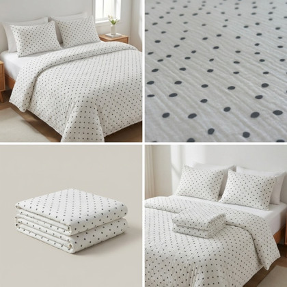 Posteľné obliečky Mušelín čierné bodky 