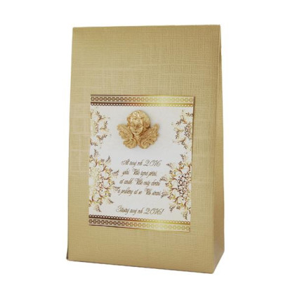 Darček. taška Anjelská krabička zlatá