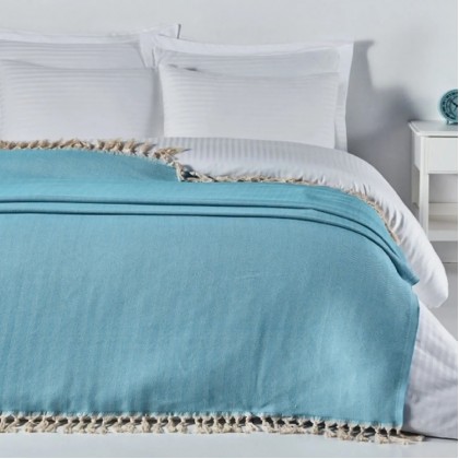 Jemný tkaný prehoz na pohovku aj posteľ SIRTI tyrkysový 200x240 cm