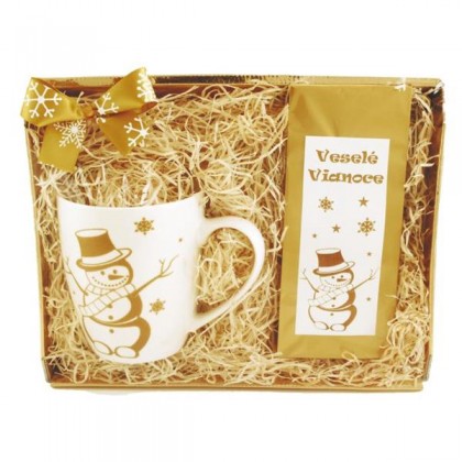Darčekový balíček čaj a šálka Veselé Vianoce Gold
