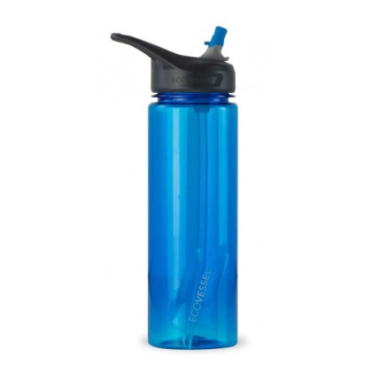 Športová plastová fľaša so slamkou Wave 700 ml - BLUE WAVE