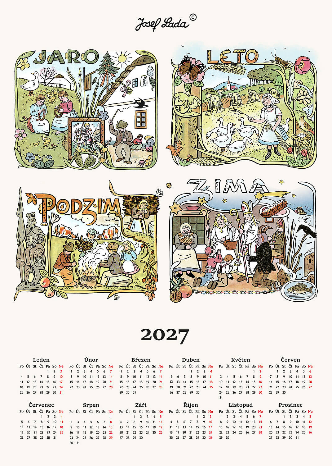 Kalendár 2027 - Jozef Lada kuchynská utierka